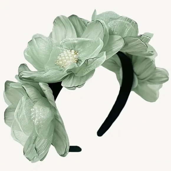 Accessories - Green Floral Headband